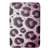 Roze & Zwart Leopard Bont Dierenprint Vlekken Badmat (Voorkant Verticaal)