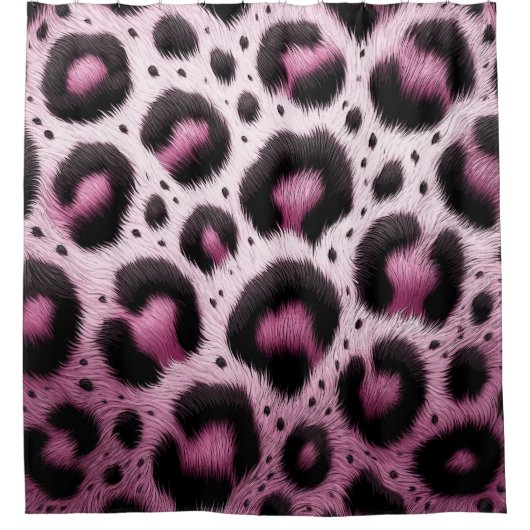 Roze & Zwart Leopard Bont Dierenprint Vlekken Douchegordijn (Voorkant)
