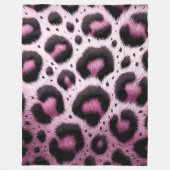 Roze & Zwart Leopard Bont Dierenprint Vlekken Fleece Deken (Voorkant)