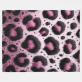 Roze & Zwart Leopard Bont Dierenprint Vlekken Fleece Deken (Voorkant (Horizontaal))