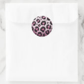 Roze & Zwart Leopard Bont Dierenprint Vlekken Ronde Sticker (Tas)