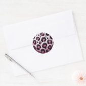 Roze & Zwart Leopard Bont Dierenprint Vlekken Ronde Sticker (Envelop)
