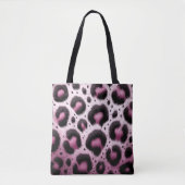 Roze & Zwart Leopard Bont Dierenprint Vlekken Tote Bag (Voorkant)