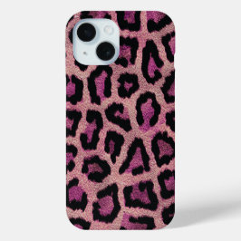 Roze Zwart Leopard Dier iPhone 15 Case