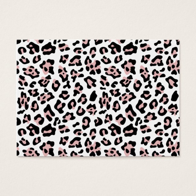Roze Zwart Leopard Dier Print Patroon Visitekaartjes (Voorkant)