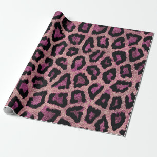 Roze Zwart Leopard Dierenprint Cadeaupapier