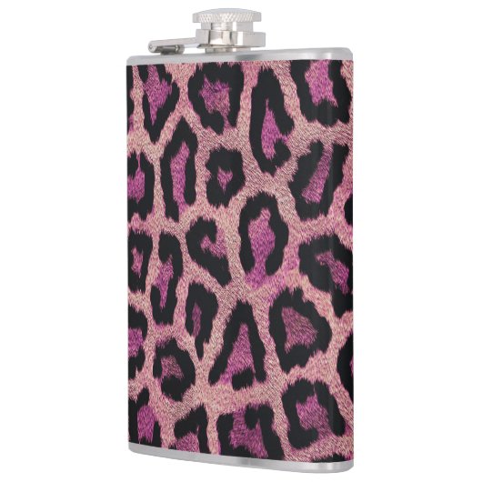 Roze Zwart Leopard Dierenprint Heupfles (Links)