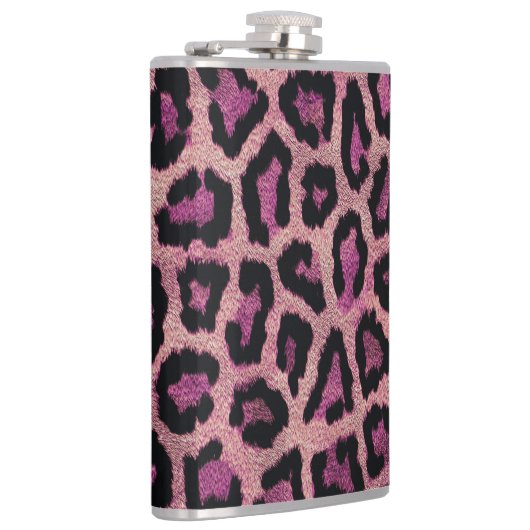 Roze Zwart Leopard Dierenprint Heupfles (Rechts)