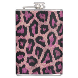 Roze Zwart Leopard Dierenprint Heupfles