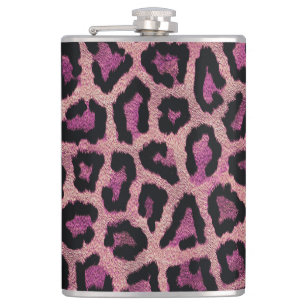 Roze Zwart Leopard Dierenprint Heupfles