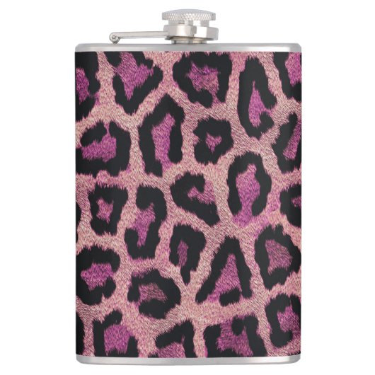 Roze Zwart Leopard Dierenprint Heupfles (Voorkant)