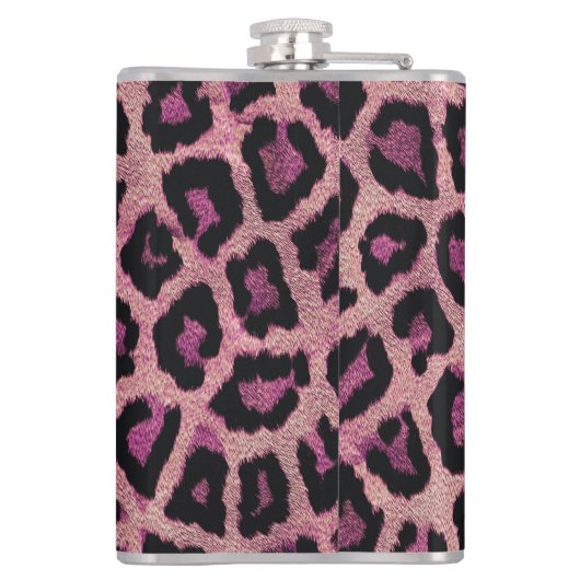 Roze Zwart Leopard Dierenprint Heupfles (Achterkant)