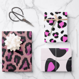 Roze Zwart Leopard Dierenprint Inpakpapier Vel