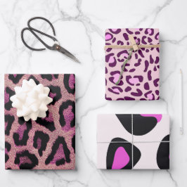 Roze Zwart Leopard Dierenprint Inpakpapier Vel