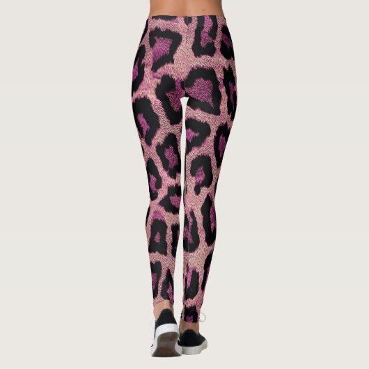 Roze Zwart Leopard Dierenprint Leggings (Achterkant)