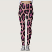 Roze Zwart Leopard Dierenprint Leggings (Voorkant)