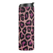 Roze Zwart Leopard Dierenprint Thermosbeker (Gedraaid links)