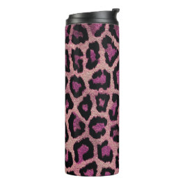 Roze Zwart Leopard Dierenprint Thermosbeker