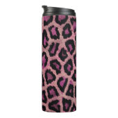 Roze Zwart Leopard Dierenprint Thermosbeker (Geroteerd rechts)