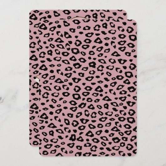 Roze Zwart Leopard Print Baby shower Kaart (Voorkant / Achterkant)