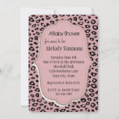 Roze Zwart Leopard Print Baby shower Kaart (Achterkant)