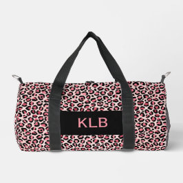Roze Zwart Leopard Print Cut Naai Kleine Duffel Ba Plunjezak