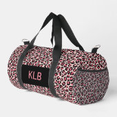 Roze Zwart Leopard Print Cut Naai Kleine Duffel Ba Plunjezak (Rechterhoek)