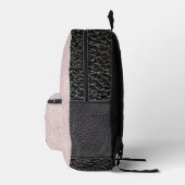Roze & zwart leren look monogram bedrukte rugzak (Rechts)