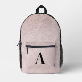 Roze & zwart leren look monogram bedrukte rugzak (Voorkant)