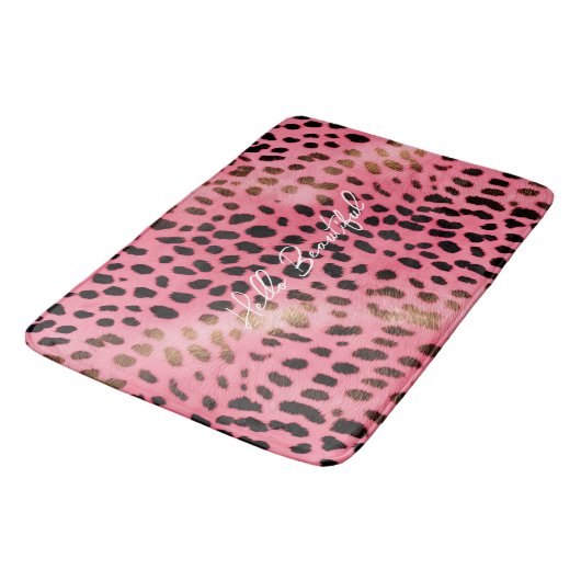 Roze Zwart Luipaard Print Abstract Badmat (Gekanteld)