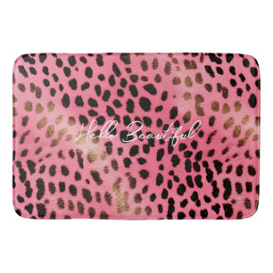 Roze Zwart Luipaard Print Abstract Badmat