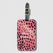 Roze Zwart Luipaard Print Abstract Bagagelabel (Voorkant (verticaal))