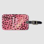 Roze Zwart Luipaard Print Abstract Bagagelabel (Voorkant (horizontaal))