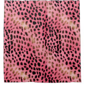 Roze Zwart Luipaard Print Abstract Douchegordijn (Voorkant)