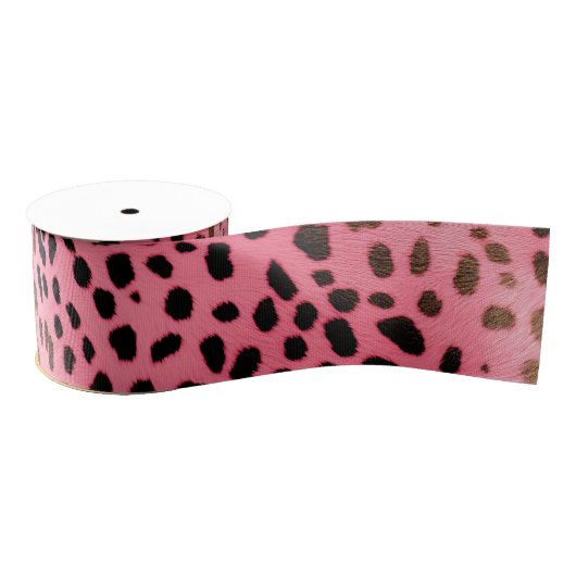 Roze Zwart Luipaard Print Abstract Grosgrain Lint (Spoel)