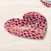 Roze Zwart Luipaard Print Abstract Kartonnen Onderzetters (Gekanteld)