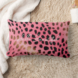 Roze Zwart Luipaard Print Abstract Kussen