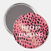 Roze Zwart Luipaard Print Abstract Magneet (Voorkant / Achterkant)