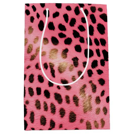 Roze Zwart Luipaard Print Abstract Medium Cadeauzakje (Voorkant)