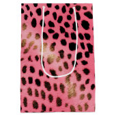 Roze Zwart Luipaard Print Abstract Medium Cadeauzakje (Achterkant)