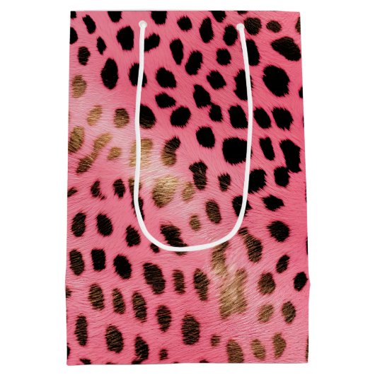 Roze Zwart Luipaard Print Abstract Medium Cadeauzakje (Achterkant)
