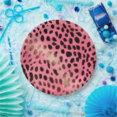 Roze Zwart Luipaard Print Abstract Papieren Bordje (Feest)