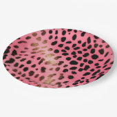 Roze Zwart Luipaard Print Abstract Papieren Bordje (Gekanteld)