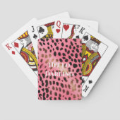 Roze Zwart Luipaard Print Abstract Pokerkaarten (Achterkant)