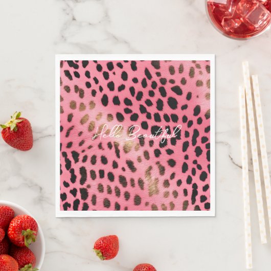 Roze Zwart Luipaard Print Abstract Servet (Insitu)
