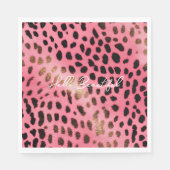 Roze Zwart Luipaard Print Abstract Servet (Voorkant)
