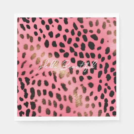Roze Zwart Luipaard Print Abstract Servet (Voorkant)