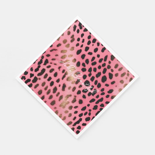 Roze Zwart Luipaard Print Abstract Servet (Hoek)