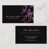 Roze zwart luxe elegant script visitekaartje (Voorkant / Achterkant)