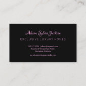Roze zwart luxe elegant script visitekaartje (Achterkant)